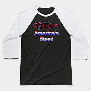 America's Steed - Red Neon Baseball T-Shirt